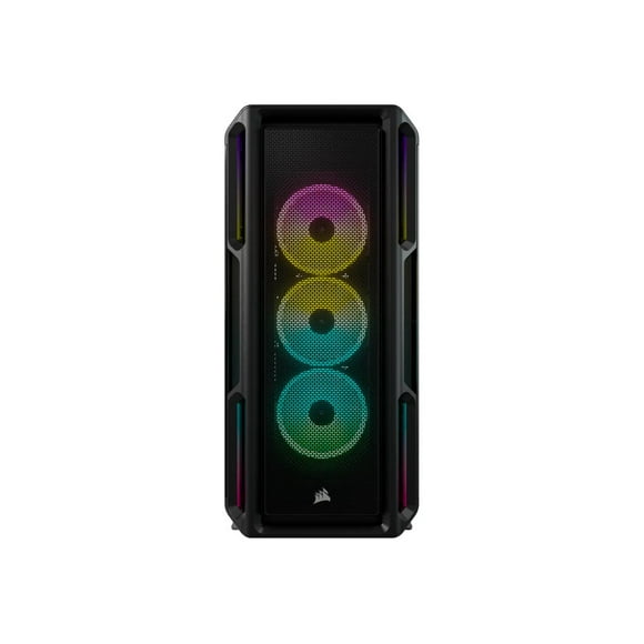 CORSAIR iCUE 5000T RGB - Tour Centrale - ATX Étendu - Panneau Latéral Fenêtré (Verre Trempé) - Pas d'Alimentation (ATX) - Noir - USB/Audio