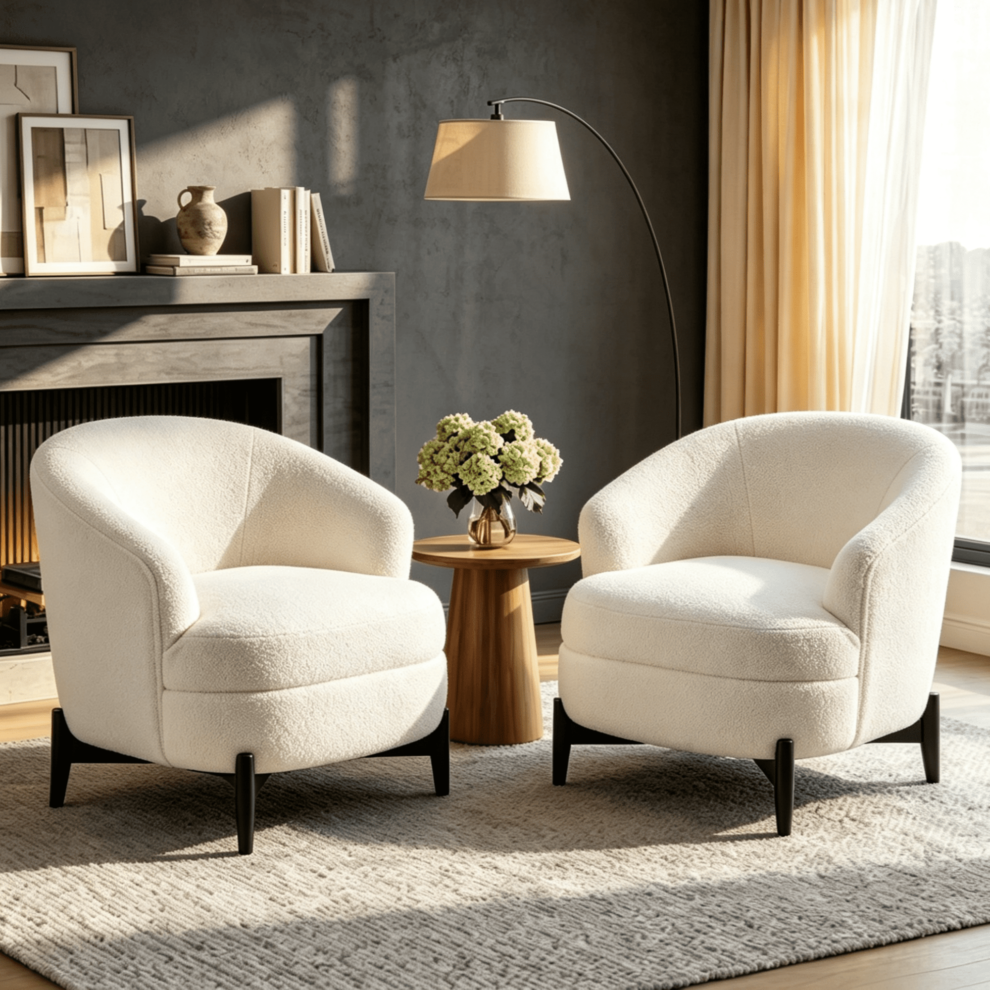 Gewnee 33.07"Barrel Accent Chair,Modern Upholstered Reading Chair with Pocket Spring & Foam Seat,Velvet Armchair for Living Room,Bedroom.White