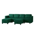 thumbnail image 3 of 116" Velvet U-Shaped Modular Sectional Sofa Couch with Storage Seats and Adjustable Armrest, Oversized 6 Seat Living Room Sofa Sets, Upholstered Sleeper Sectional Sofa for Apartment Office,  Green, 3 of 7