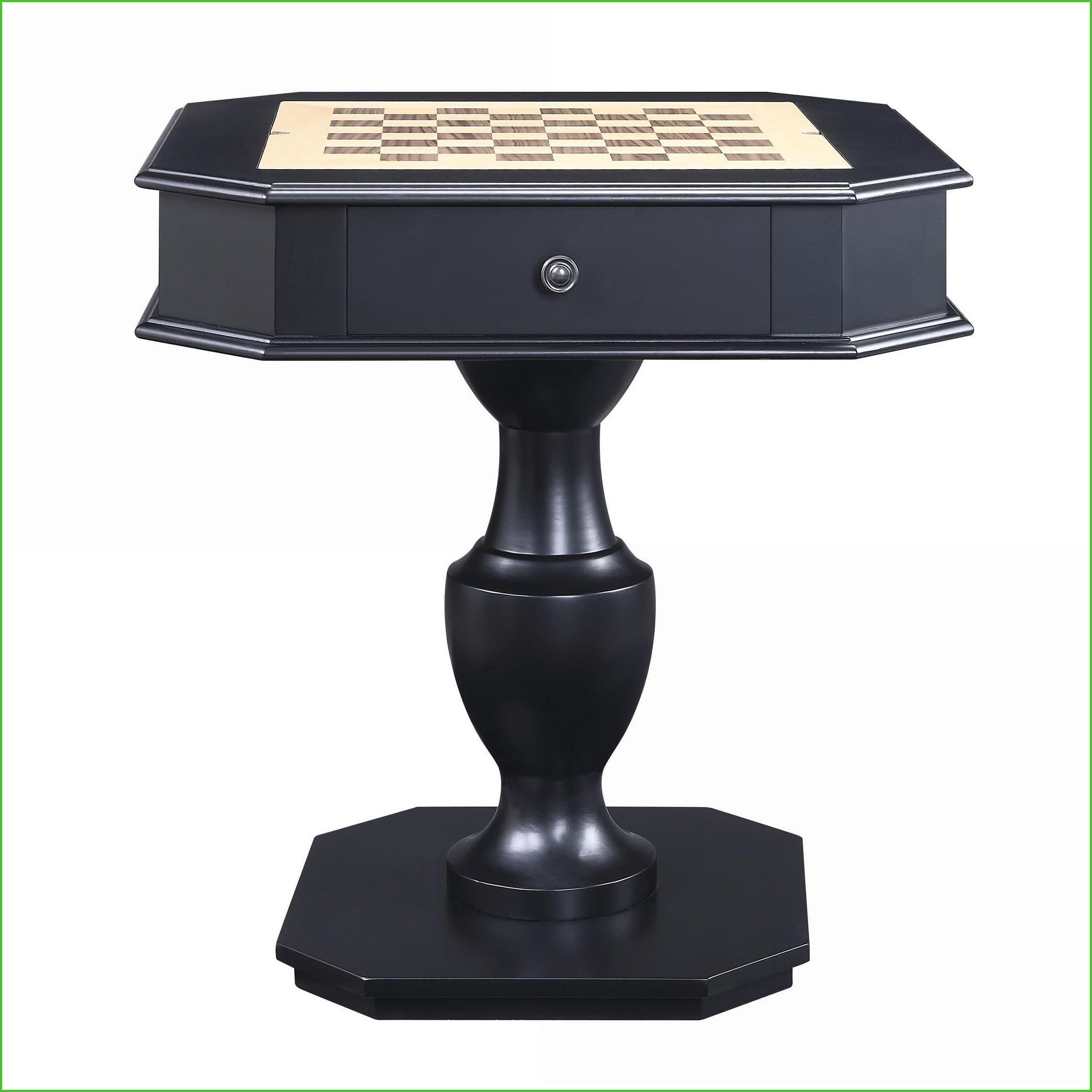 Game Table with Reversible Chess/Checker/Backgammon Tray & 2 Drawers | Black | Wood & MDF