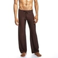 thumbnail image 3 of YYDGH Men's Ice Silk Long Yoga Pants Lounge Low Rise Trousers Sleepwear Bottoms with Drawstring(Coffee,S), 3 of 5