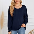 thumbnail image 6 of vigerkar Womens Long Sleeve Tunic Tops Fashion Loose Fit Dressy Tops Pleated Front Crewneck Shirts Business Casual Cute Tee (Navy, XL), 6 of 6