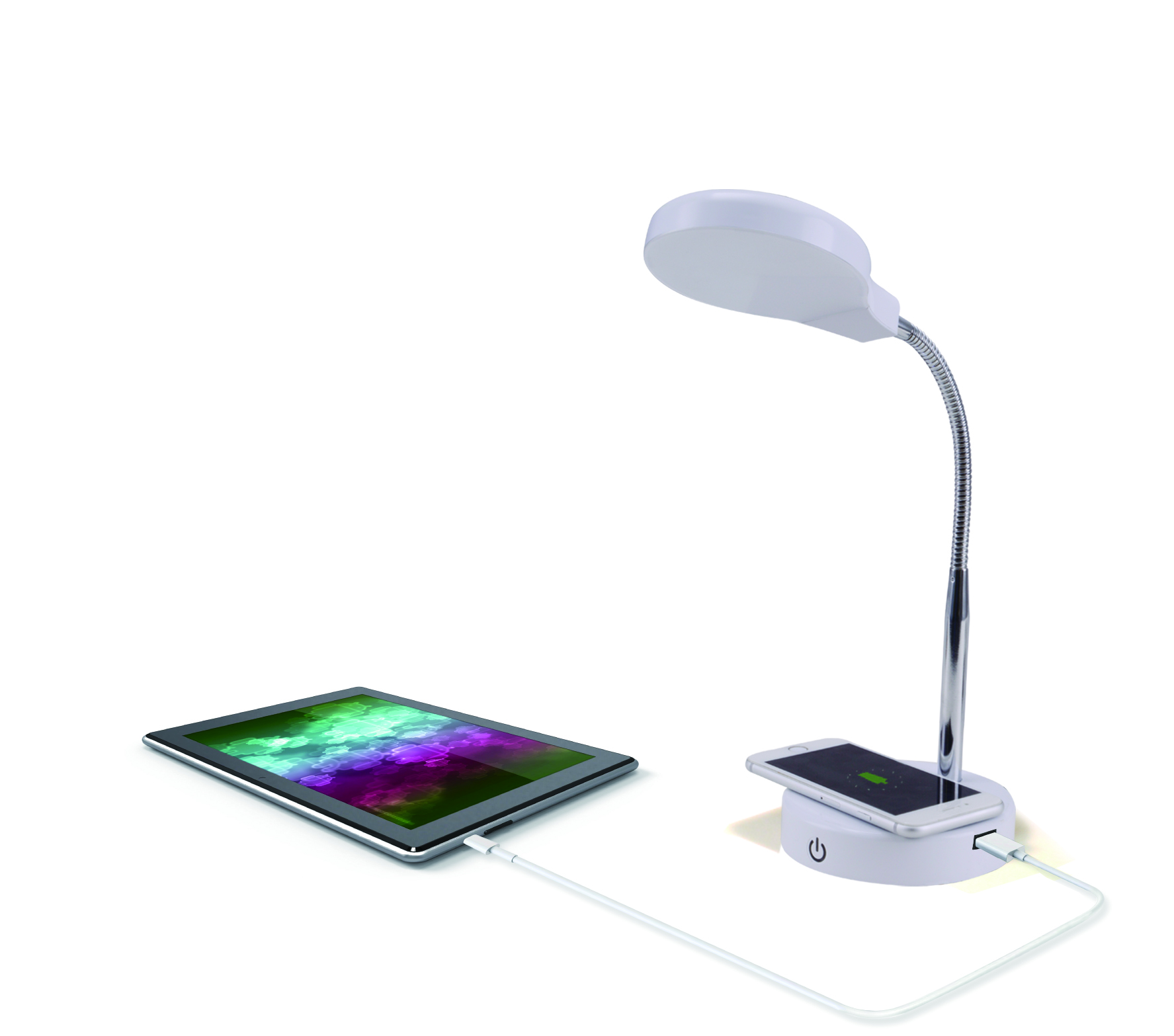 Charging Desk Lamp with USB Port LED Wireless Charges Phone