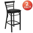 thumbnail image 2 of Flash Furniture 2 Pack HERCULES Series Black Two-Slat Ladder Back Metal Restaurant Barstool - Black Vinyl Seat, 2 of 8