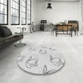 thumbnail image 3 of Ahgly Company Indoor Round Patterned Platinum Gray Area Rugs, 8' Round, 3 of 6