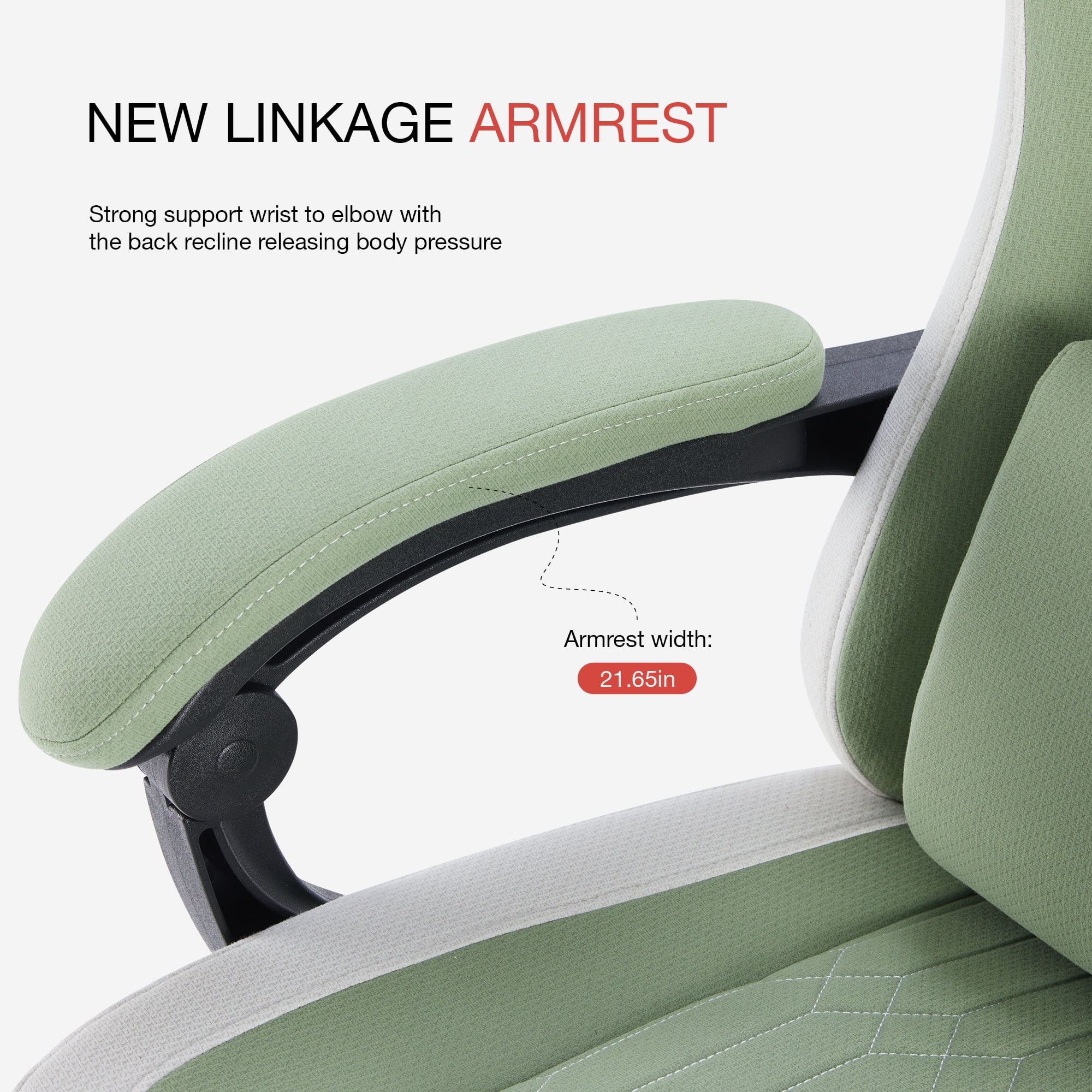 MCQ Computer Gaming Task Chair, High Back Ergonomic with Linkage Armrests, Footrest and Lumbar Support, 360° Swivel Wheels, Green