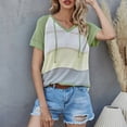 thumbnail image 2 of Otvok Women's Fashion Color Block Pullover Knitwear Short Sleeved Striped Short Sleeve Hooded Tops, 2 of 6