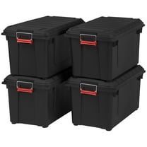 IRIS USA 4Pack 82qt/20gal WeatherPro™ Storage Utility Tote Container Box, Black, For garage