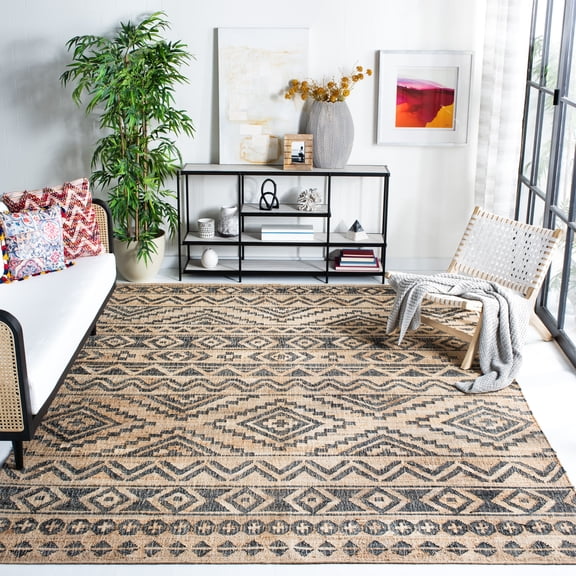 Safavieh Kilim Jaylee Geometric Area Rug, Natural/Charcoal, 7' x 7' Square