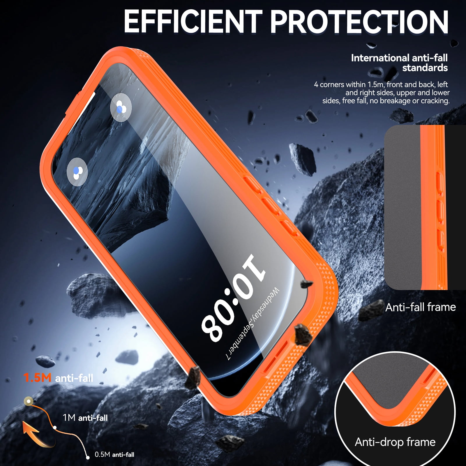 Dteck for iPhone 17 Pro Max Waterproof Case Compatible with MagSafe, Magnetic Waterproof Full Body IP68 Underwater Case Built-in Screen Protector Military Grade Shockproof Case for Men Women,Orange