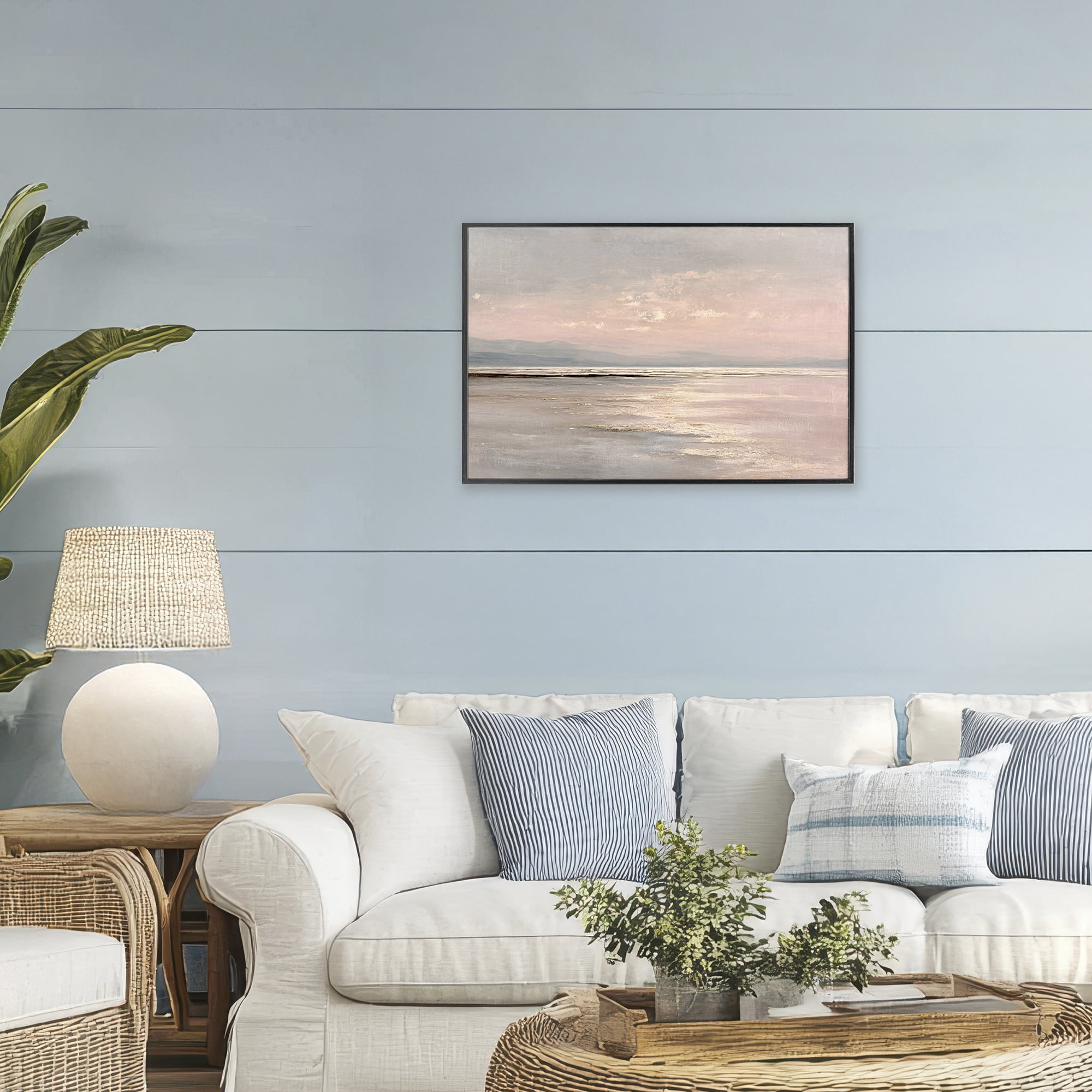 Stupell Industries Vast Blush Seascape Black Framed Giclee Art, design by Jacky Ngan