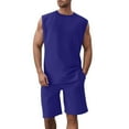 thumbnail image 3 of Men's 2 Piece Outfits Summer Sleeveless Vest and Casual Track Shorts Set Sports Suit Two Piece Set Summer Shirt and Shorts Set, 3 of 7