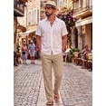 thumbnail image 3 of RICHCOIN Men Casual Pants Regular Fit Elastic Waist Lightweight Trousers Pleated Dress Pants For Men Beach with Pocket, 3 of 7