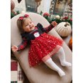 thumbnail image 4 of Cjfdfy Newborn Baby Girl Christmas Outfit Long Sleeve Romper Santa Embroidery Tulle  Star Patchwork Dress Bow Headband 3 Piece Set Infant Christmas Dress Fall Winter Clothes Set 0-24M, 4 of 9