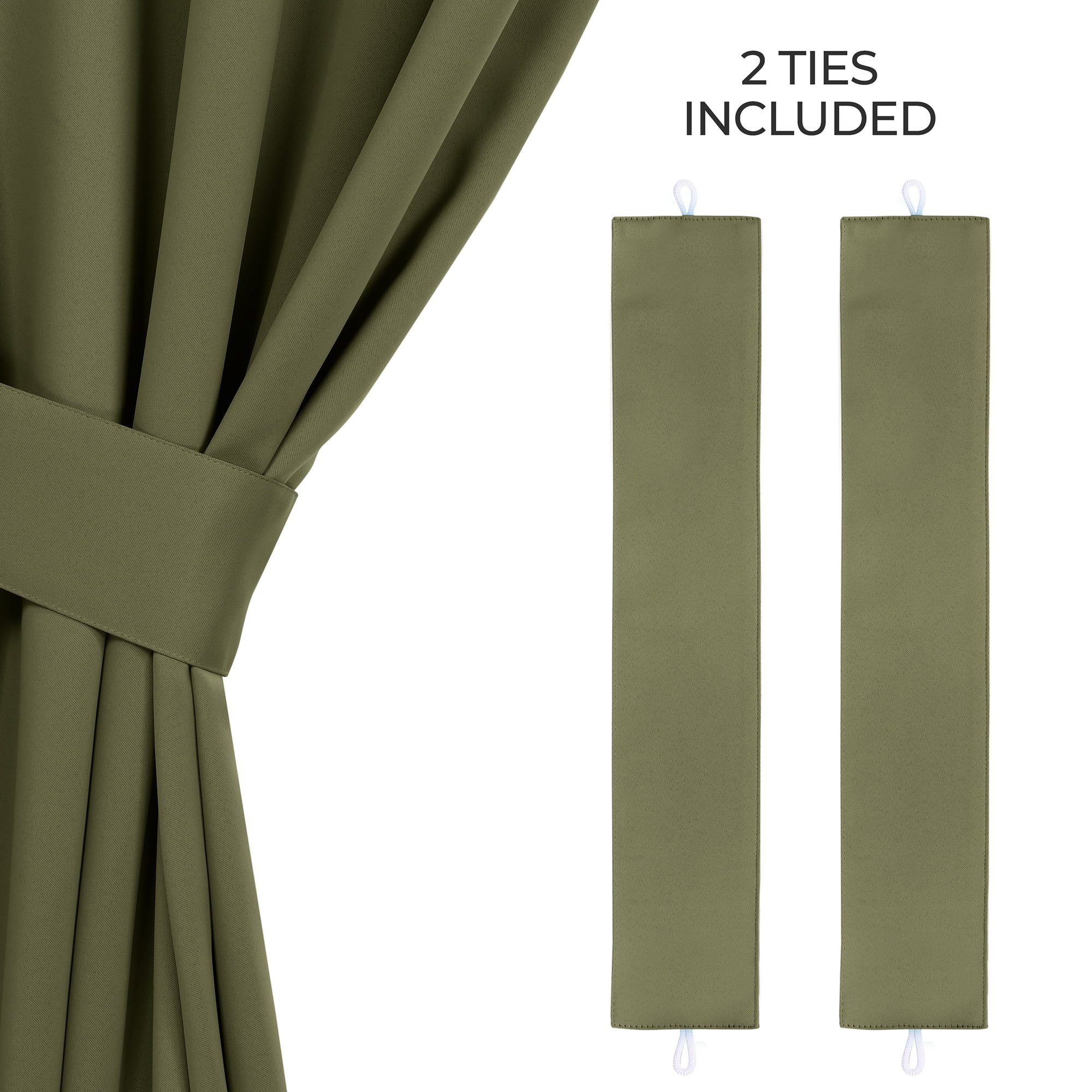 Superior Blackout Solid Light Filtering Grommet Curtain Panel Set, 46" x 63", Olive Green