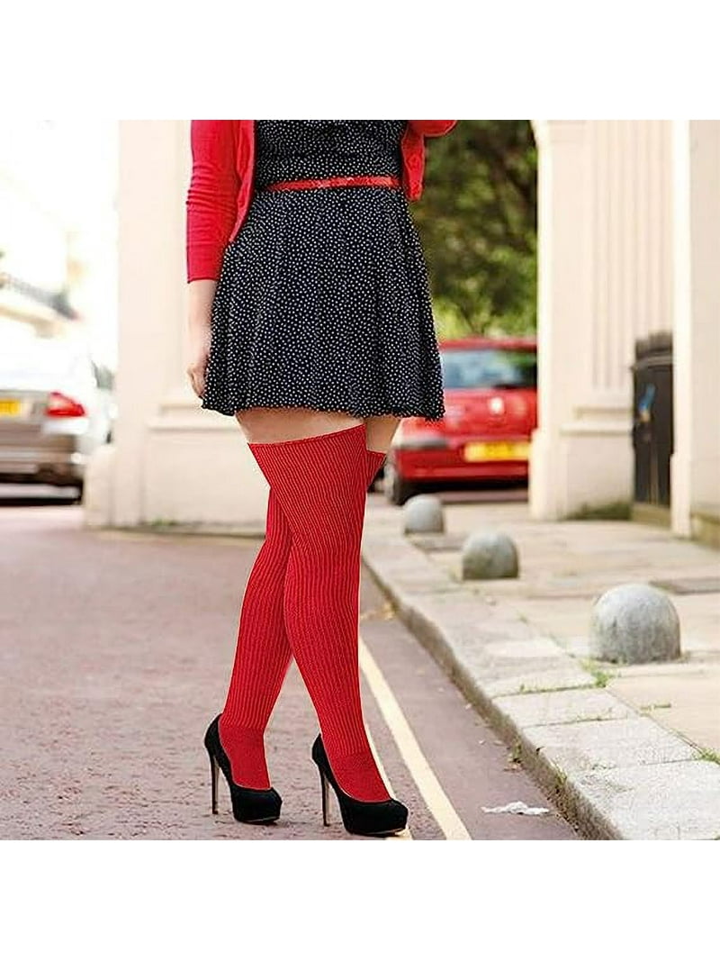 Womens Plus Size Thigh High Socks Thick Thighs Extra Long Knitted