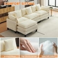 thumbnail image 5 of 112.2" Modular Sectional Sofa, 3 Seater Chenille Fabric Comfy Cloud Couches with Throw Pillows & 1/2 Movable Ottoman, L/U Shaped Couch for Living Room, Bedroom and Apartment, Beige/Light Brown, 5 of 11