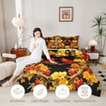thumbnail image 3 of Erosebridal Watercolor Cardinal Animals Queen Comforter Set,Rustic Flowers Comforter Sets Queen,Black Yellow,Black Reversible,3 Pieces,1 Comforter and 2 Pillowcases, 3 of 7