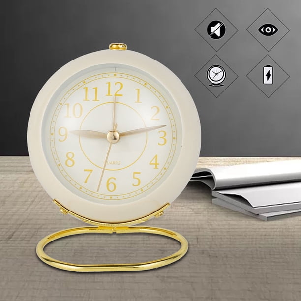 Réveil analogique Silencieux, sans tic-tac, en métal, Fonctionne à Piles, Simple et Vintage, pour Chambre à Coucher, Bureau - Maison