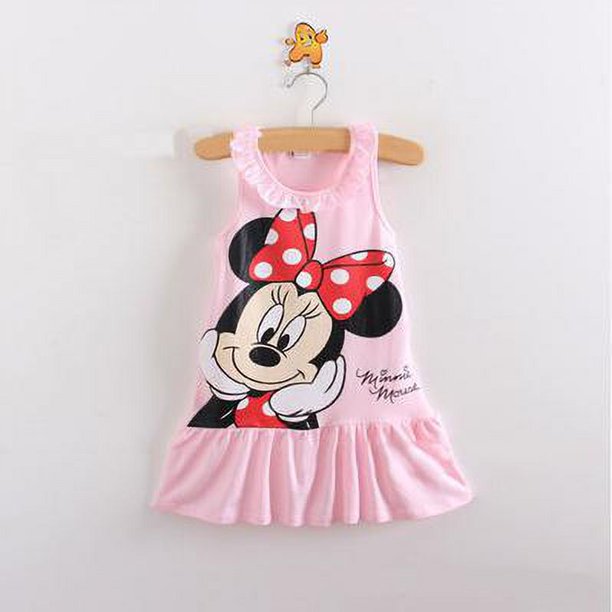 Vestido de niña nueva ropa para niños verano nuevo algodón playa Minnie vaquero costura patrón de dibujos animados vestido de niña 3-7Y Tan Jianjun unisex
