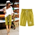 thumbnail image 3 of Mujeres Pantalones Cortos Casual, Cintura Elástica Día de la Independencia de la Impresión Pantalones Cortos con Cordón con Bolsillos para Verano Primavera de Uso Diario, Pantalones Cortos de Verano P, 3 of 4