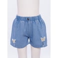thumbnail image 3 of Haitryli Girls Embroidered Floral And Bow Denim Shorts Split Hem Pants For Casual Vacation Beach Toursers Butterfly 160/30, 3 of 7