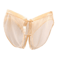 thumbnail image 2 of Fulorrnie Mesh Crotchless Women's Underwear Bow Accent Seamless Breathable Panties for Sexy Everyday Comfort, Beige, One Size, 2 of 5