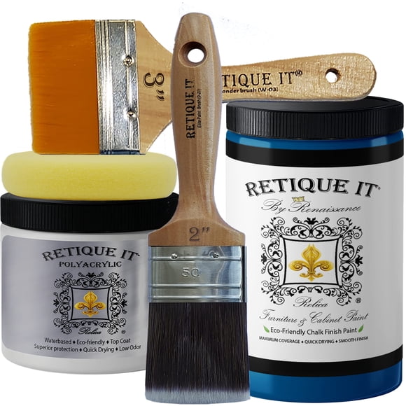 Retique It Chalk Furniture Paint by Renaissance DIY, 6 Piece Set, 44 Ultramarine, 32 Ounces