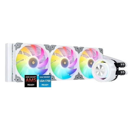 Vetroo R360 Liquid CPU Cooler, Replaceable Cover Design, 3x120mm ARGB & PWM Fans, Low-Noise Operation, 360mm Radiator 290W TDP, Controller Hub Included, for AMD AM5/AM4 & Intel LGA1700/1200 - White