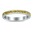 thumbnail image 2 of Full Eternity Stackable Band Wedding Ring Yellow CZ 925 Sterling Silver Size 4, 2 of 5