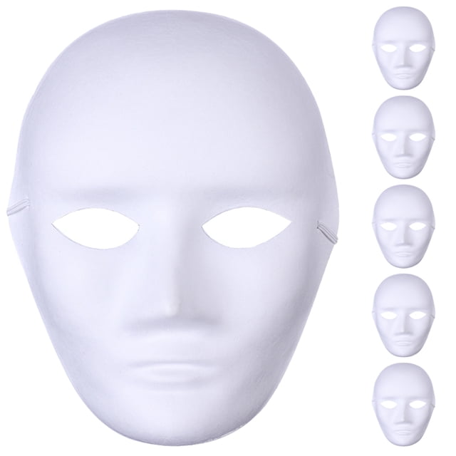 6 máscaras de pulpa en blanco para fiestas, máscaras pintadas a mano para hombres, recuerdos de fiesta con personalidad.