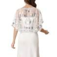 thumbnail image 3 of INSPIRE CHIC Women's Sequin Beaded Shawl Wraps Evening Cape Bridal Cover Ups M White, 3 of 6