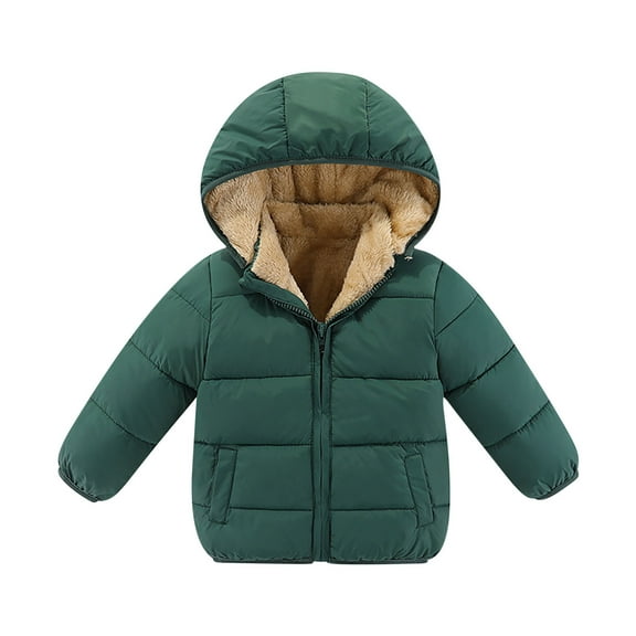 Mgmyaa Toddler Kids Hooded Winter Coat, Thick Windproof Fleece Lined Jacket, Warm Casual Outerwear (12M-6Y)