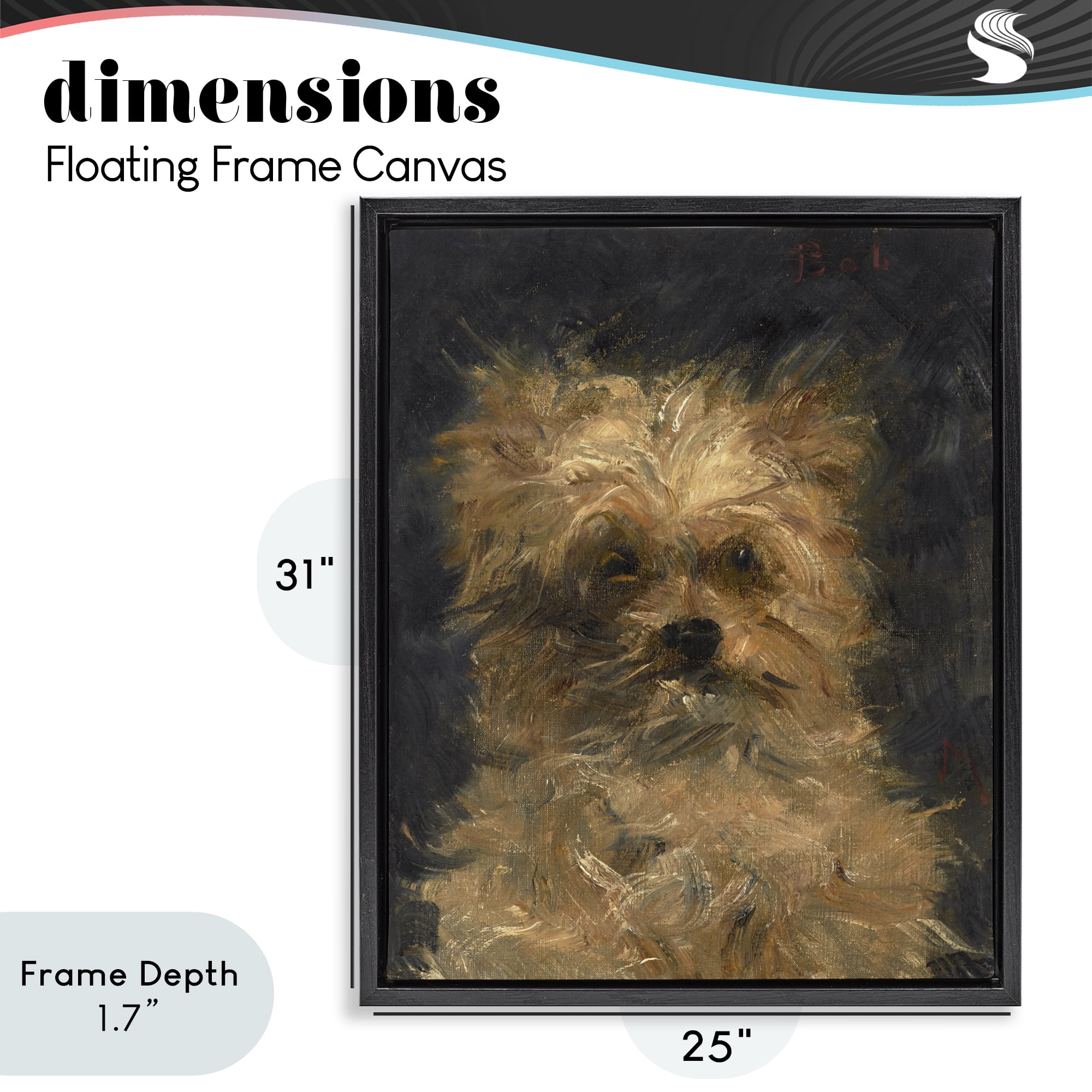 Stupell Industries Edouard Manet Dog Portrait Black Framed Floater Canvas Wall Art, design by Lil' Rue