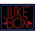 thumbnail image 1 of Blue Border Red Juke Box LED Neon Sign 24 x 31 - inches, Black Square Cut Acrylic Backing, with Dimmer - Bright and Premium built indoor LED Neon Sign for café, club, party, event and stroefront., 1 of 7