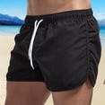 thumbnail image 2 of Summer Low-rise Elastic Waistband Drawstring Beach Surfing Shorts Breathable Side Irregular Trim Men Swimwear Shorts-Black,M, 2 of 7