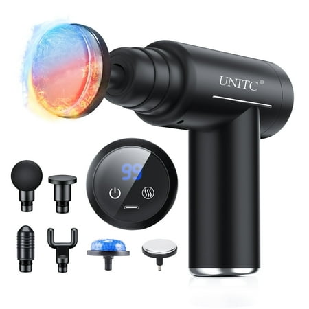 Unitc Mini Massage Gun with Heat&Cold  Deep Tissue Messager with 6 Heads  Gifts