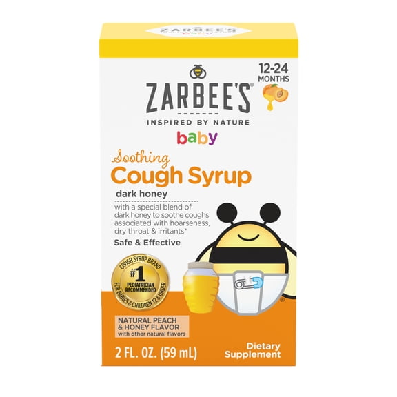 Zarbee's Baby Soothing Honey Cough Syrup, Peach & Honey, 2 fl. oz