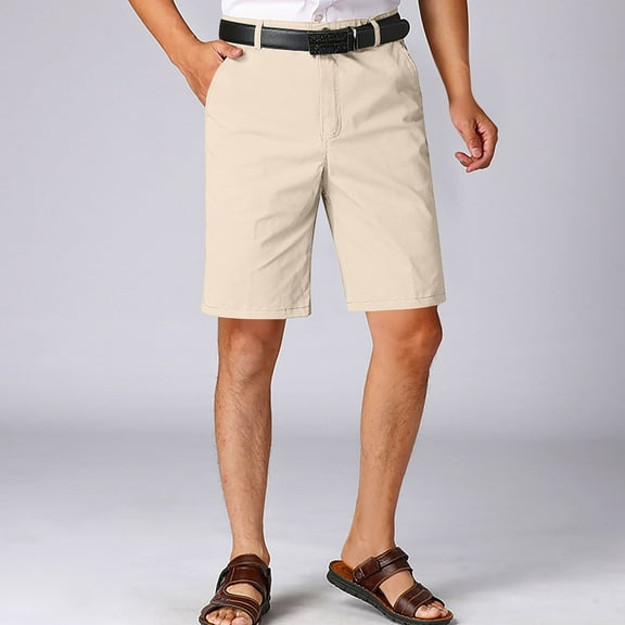 asjyhkr Mens Dress Shorts Plus Size Cotton Waistband Golf Shorts Casual Business Work Shorts with Pockets(Xs-5XL)