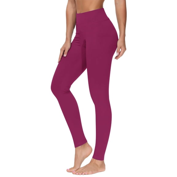 Staron Women's Yoga Leggings Solid Color Workout Pants Stretchy High Waist Casual Comfy Fitness Tights, Purple M