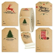 Butwevi Christmas Kraft Gift Tag Stickers Xmas Tree School Home Office Present Tags