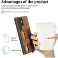 thumbnail image 5 of Phone Case for Samsung Galaxy S22 Ultra 5G Wallet Cover with Tempered Glass Screen Protector Slim Stand Credit Card Holder Slot Leather Cell S22ultra 22S S 22 S22ultra5g 6.8 Women Men Brown, 5 of 13