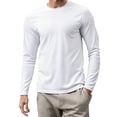 thumbnail image 2 of NEBWOAK Mens Long Sleeve Active T-Shirt Moisture Wicking Quick Dry Crew Neck White,Size L, 2 of 5