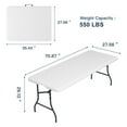 thumbnail image 3 of Hommoo 6ft Plastic FoldingTable,Portable Collapsible Table Outdoor Foldable Picnic Table for, Party, Hiking, Patio,Banquet, Wedding,Camping,with Lock,Handle, White, 3 of 8