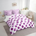 thumbnail image 3 of Manfei Circle Ciecular Pattern 7-Piece Twin Bedding Sets,Ink Polka Dot Bedding Comforter Set,White Purple Sheet Sets For Teens,Ultra Soft Home Decor Reversible, 3 of 8