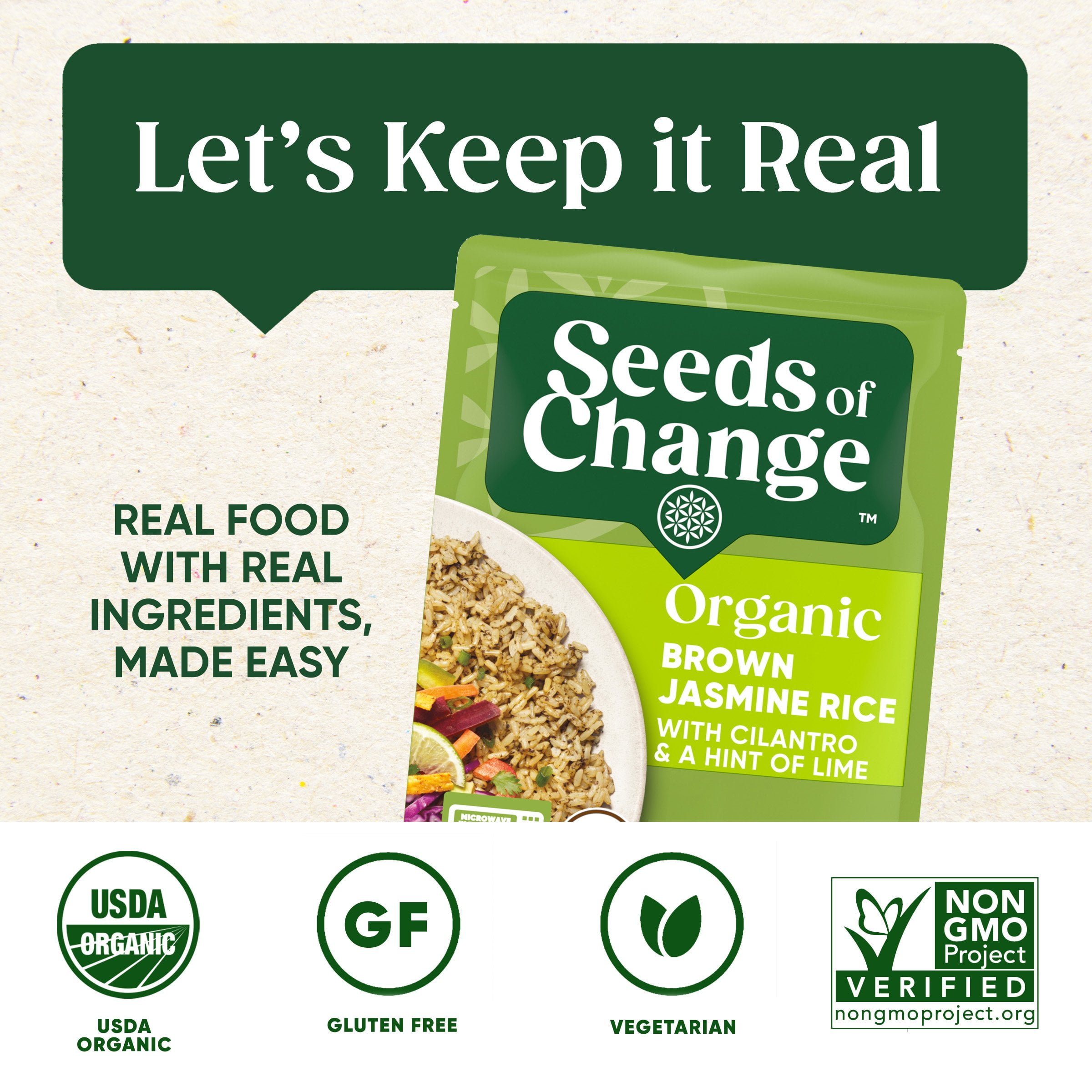Pack of 2 Seeds of Change Organic Brown Jasmine Rice with Cilantro Lime, 8.5 oz (Package May Vary)