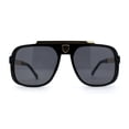 thumbnail image 3 of Mens Khan Lion Emblem Flat Top Racer Plastic Sunglasses All Black, 3 of 4