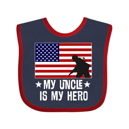 

Inktastic Military Uncle is My Hero US Flag Gift Baby Boy or Baby Girl Bib
