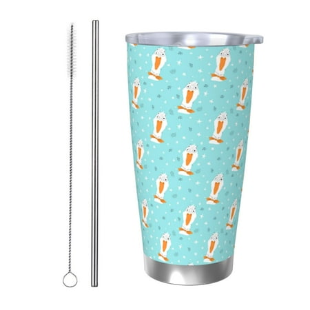 

Ocsxa crazy white goose Pattern 20oz Travel Coffee Mug with Flip Lid Stainless Steel Insulated Insulated Coffee Mug Thermal Cup with Splash Proof Sliding Lid-Straw Two-piece Set