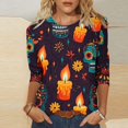 thumbnail image 1 of Neewe 3/4 Length Sleeve Women Tops Crew Neck Blouses Dressy MXsual Summer Fall T Shirts Loose Fit Business Work Clothes, 1 of 5